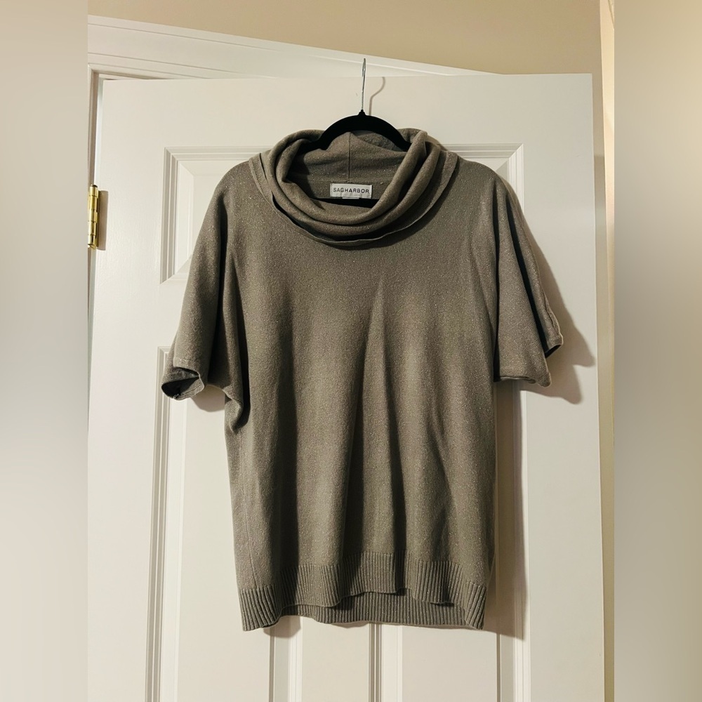 Sag Harbor silver/gray Knit Cowl Neck Top